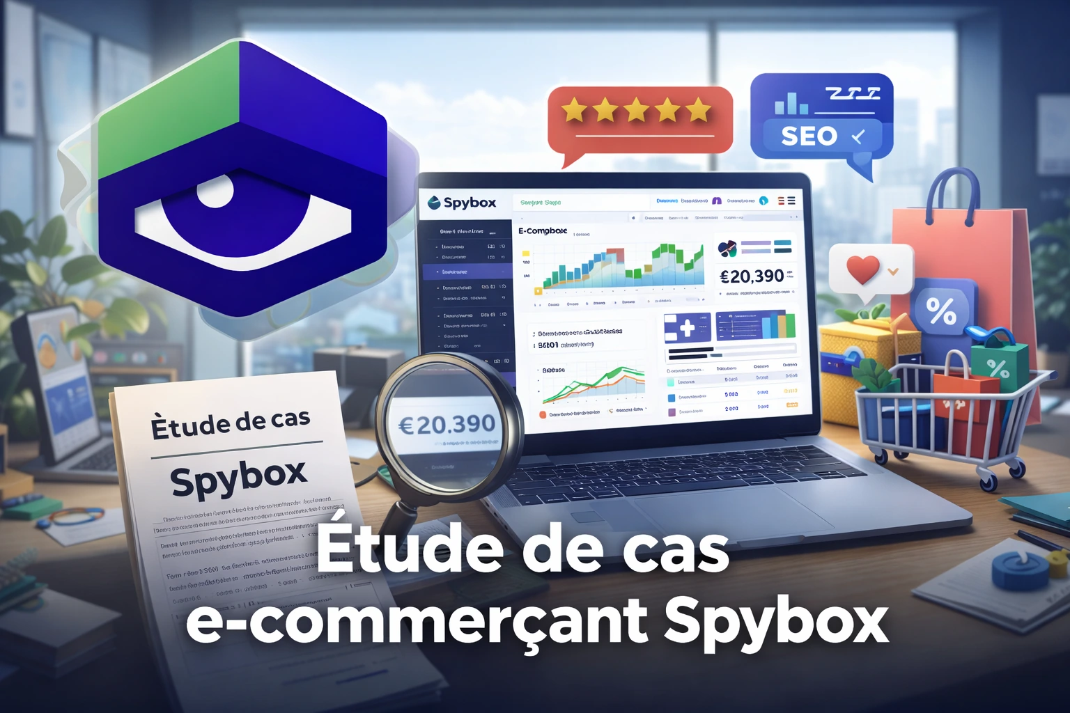 Étude de cas e-commerçant : tableau de bord Spybox avec performances SEO et ventes en ligne